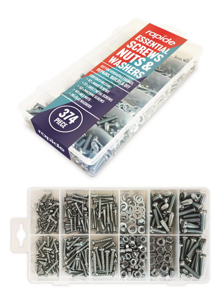 Rapide Essential Screws, Nuts & Washers Kit 374PC