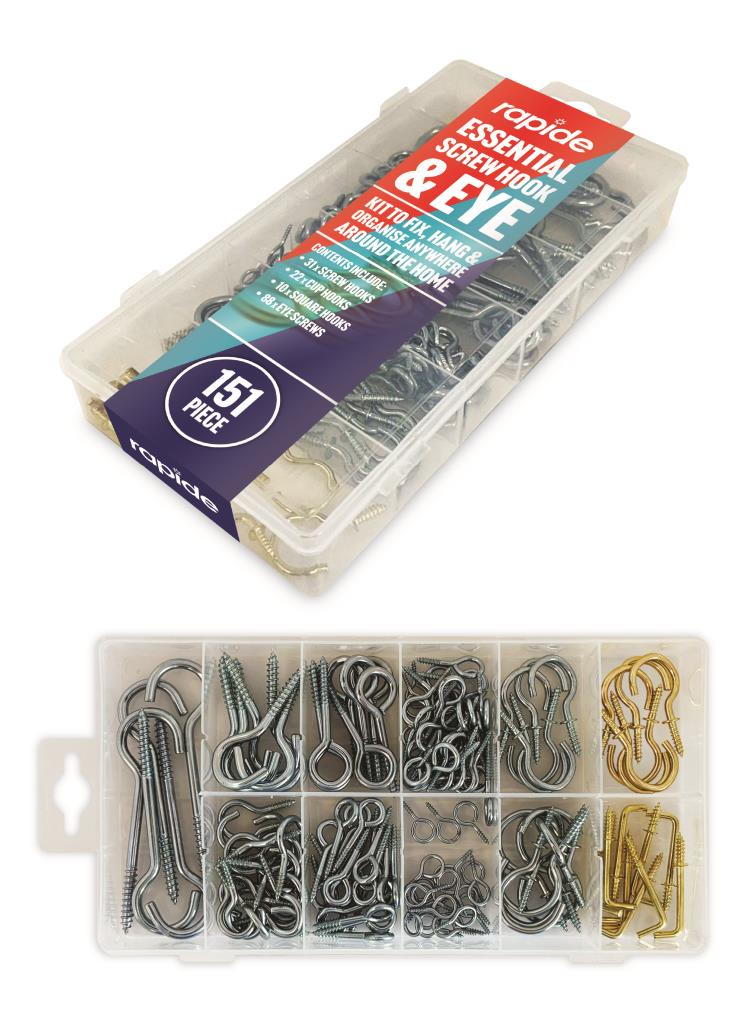 Rapide Essential Screw Hook & Eye Kit 151PC
